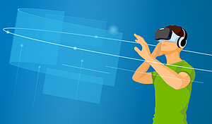 Illustration: Person mit VR-Brille © iStock.com - LisLud Person mit VR-Brille